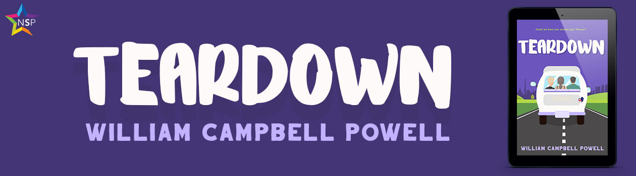 Small NineStar Press logo, Large title 'TEARDOWN', and the book cover (framed by a tablet)
